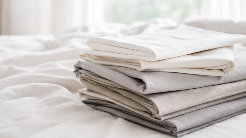 Folded washed cotton bedding