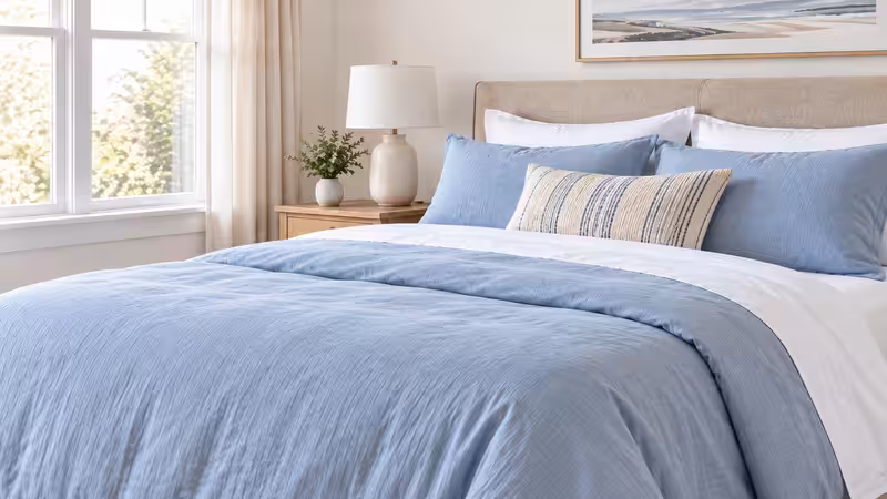 Blue and white bedding