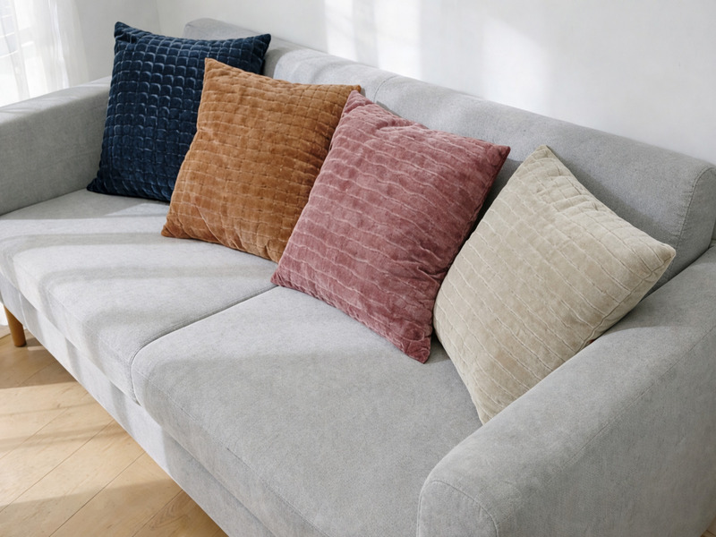 Cushions in Deep Blue, Orange, Burgundy & Beige