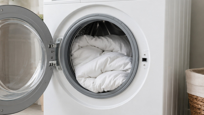 Place the comforter in the washing machine